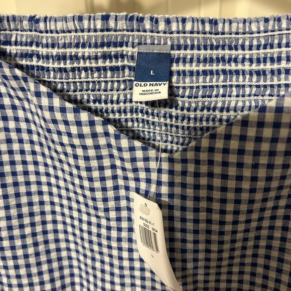 Blue gingham Old Navy puff sleeve v-neck dress NWT - Picture 2 of 7